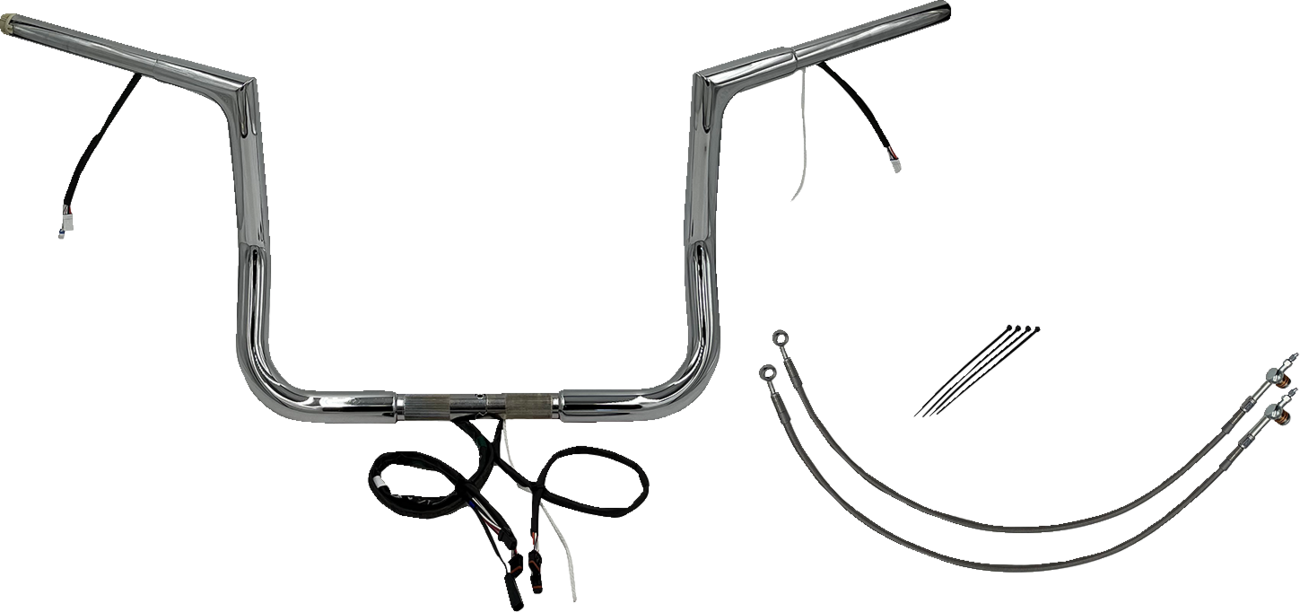 FAT BAGGERS INC. EZ Install Wired 1-1/4" Flat Top Handlebar Kit - 12" - Chrome 702212 — image 1