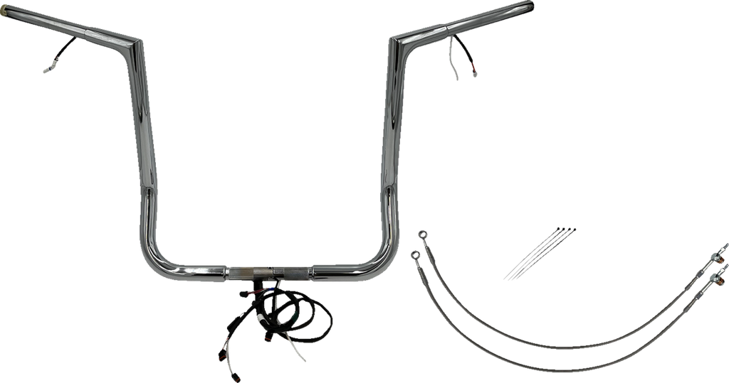 FAT BAGGERS INC. EZ Install Wired 1-1/4" Flat Top Handlebar Kit - 16" - Chrome 702216 — image 1