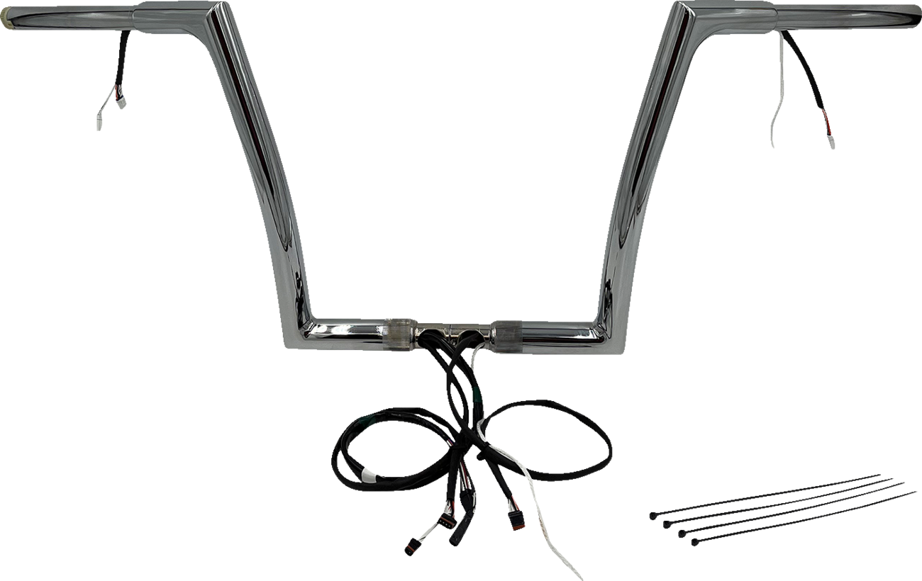 FAT BAGGERS INC. EZ Install Wired 1-1/4" Flat Top Handlebar Kit - 12" - Chrome 702912 — image 1