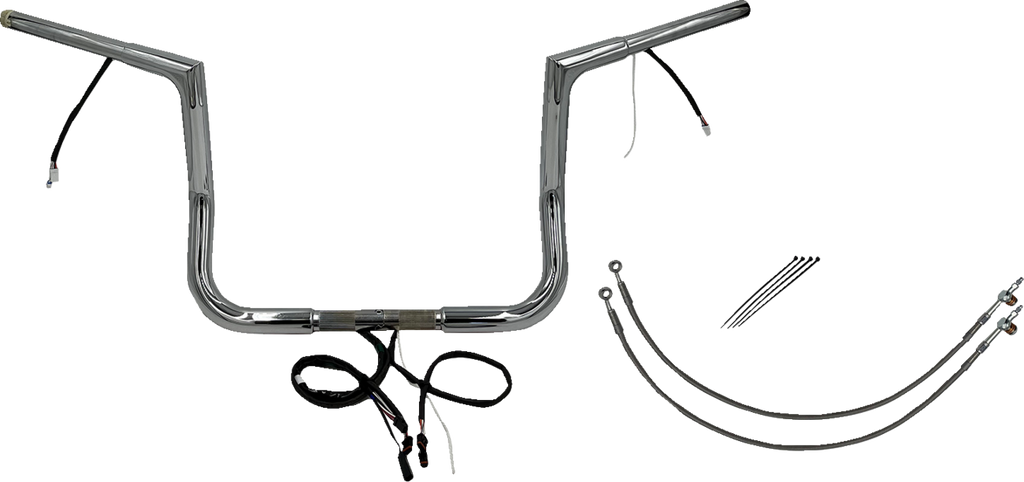FAT BAGGERS INC. EZ Install Wired 1-1/4" Flat Top Handlebar Kit - 12" - Chrome 702912 — image 2