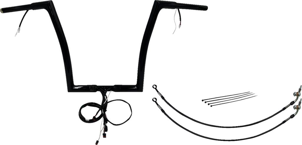 FAT BAGGERS INC. EZ Install Wired 1-1/4" Flat Top Handlebar Kit - 14" - Black 702914-B — image 1