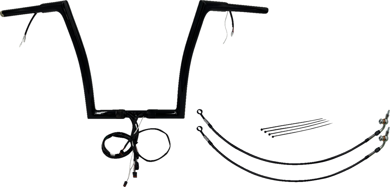 FAT BAGGERS INC. EZ Install Wired 1-1/4" Flat Top Handlebar Kit - 14" - Black 702914-B — image 1