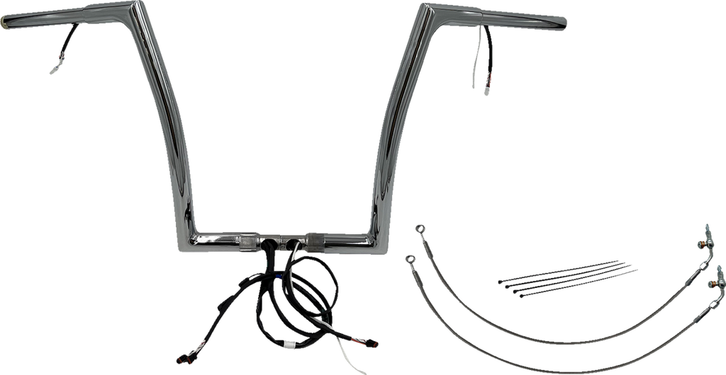FAT BAGGERS INC. EZ Install Wired 1-1/4" Flat Top Handlebar Kit - 14" - Chrome 702914 — image 1
