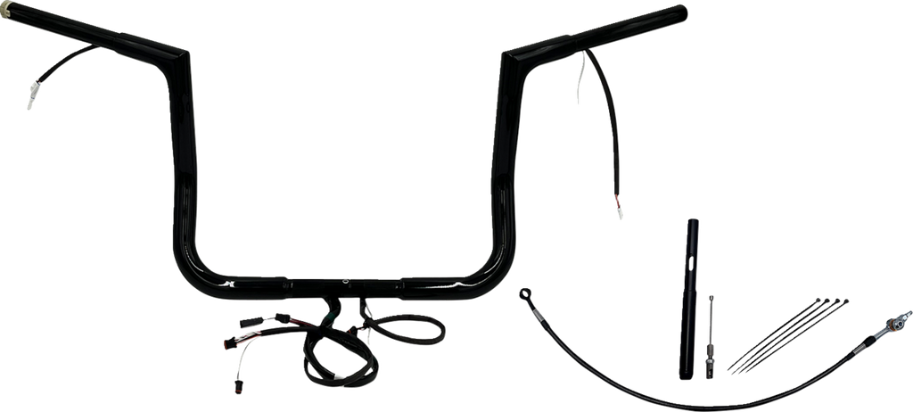 FAT BAGGERS INC. EZ Install Wired 1-1/4" Flat Top Handlebar Kit - 12" - Black 712012-B — image 1