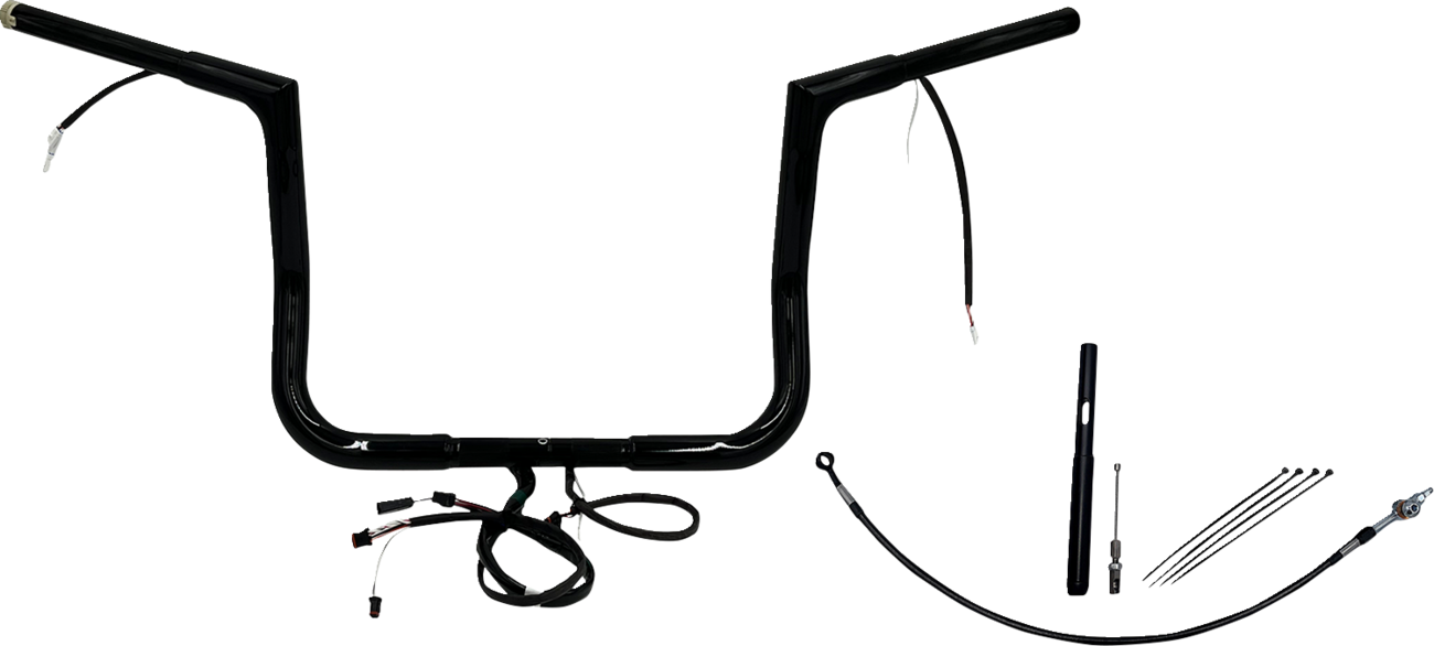 FAT BAGGERS INC. EZ Install Wired 1-1/4" Flat Top Handlebar Kit - 12" - Black 712012-B — image 1