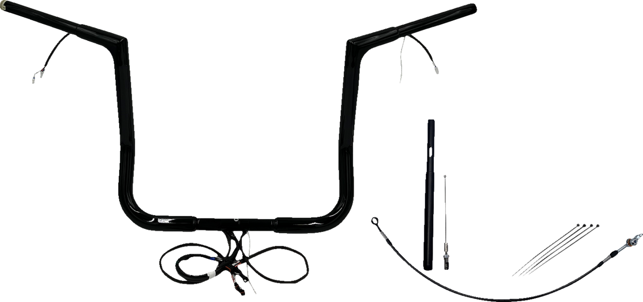 FAT BAGGERS INC. EZ Install Wired 1-1/4" Flat Top Handlebar Kit - 14" - Black 712014-B — image 1