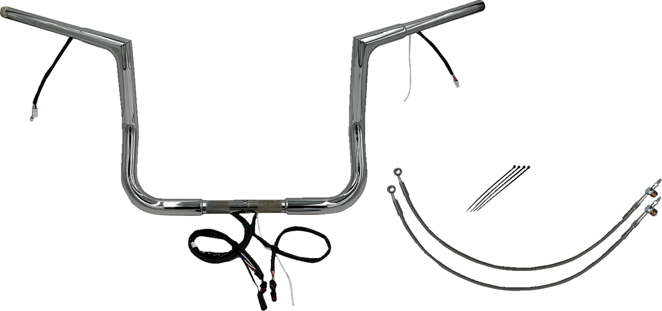 FAT BAGGERS INC. EZ Install Wired 1-1/4" Flat Top Handlebar Kit - 14" - Black 712014-B — image 2