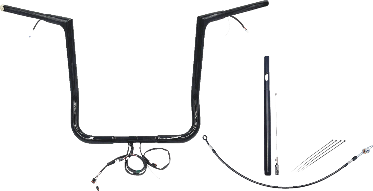 FAT BAGGERS INC. EZ Install Wired 1-1/4" Flat Top Handlebar Kit - 16" - Black 712016-B — image 1
