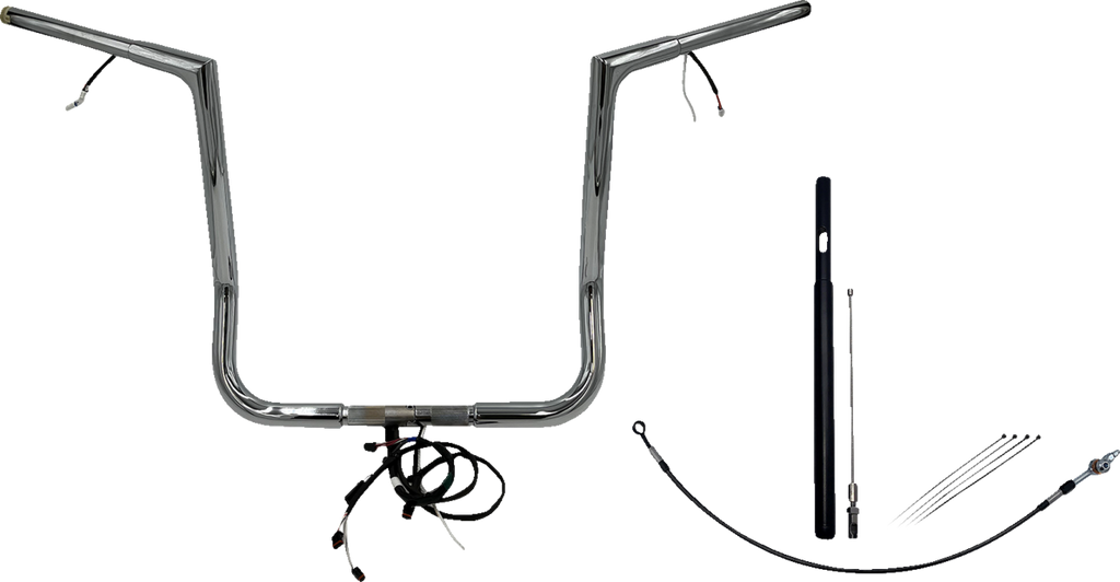 FAT BAGGERS INC. EZ Install Wired 1-1/4" Flat Top Handlebar Kit - 16" - Chrome 712016 — image 1