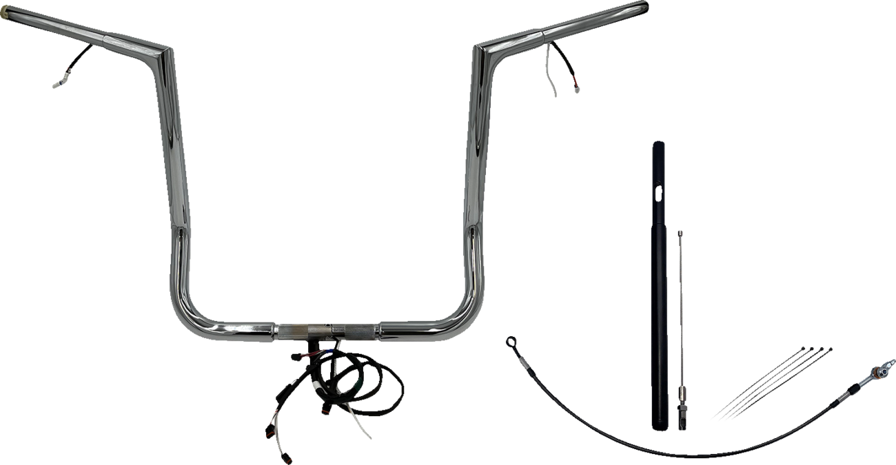 FAT BAGGERS INC. EZ Install Wired 1-1/4" Flat Top Handlebar Kit - 16" - Chrome 712016 — image 1