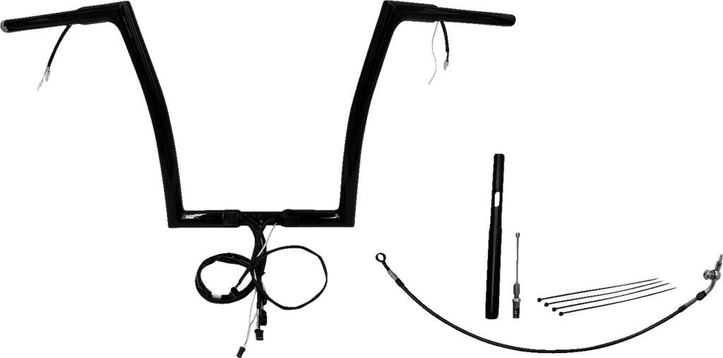 FAT BAGGERS INC. EZ Install Wired 1-1/4" Flat Top Handlebar Kit - 14" - Black 712914-B — image 1