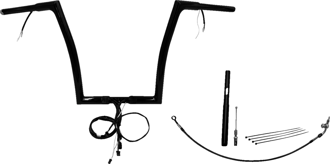FAT BAGGERS INC. EZ Install Wired 1-1/4" Flat Top Handlebar Kit - 14" - Black 712914-B — image 1