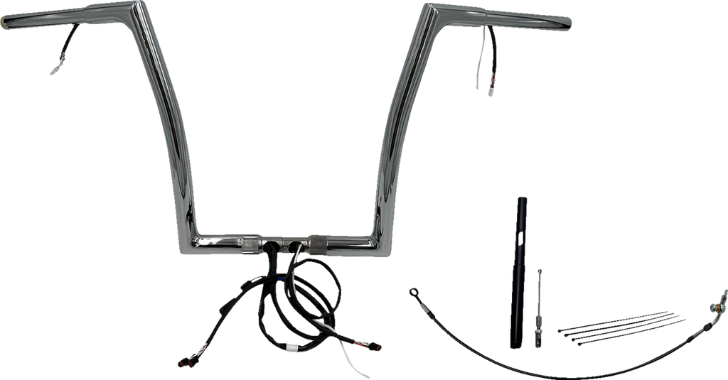 FAT BAGGERS INC. EZ Install Wired 1-1/4" Flat Top Handlebar Kit - 14" - Chrome 712914 — image 1