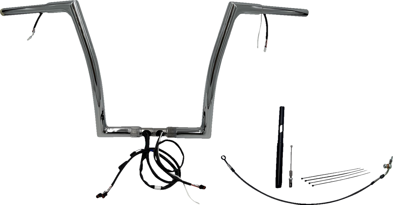 FAT BAGGERS INC. EZ Install Wired 1-1/4" Flat Top Handlebar Kit - 14" - Chrome 712914 — image 1