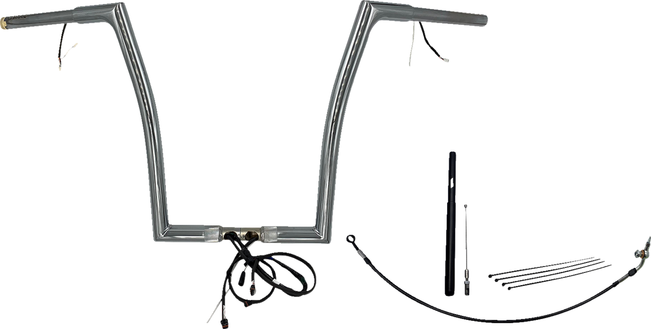 FAT BAGGERS INC. EZ Install Wired 1-1/4" Flat Top Handlebar Kit - 16" - Chrome 712916 — image 1