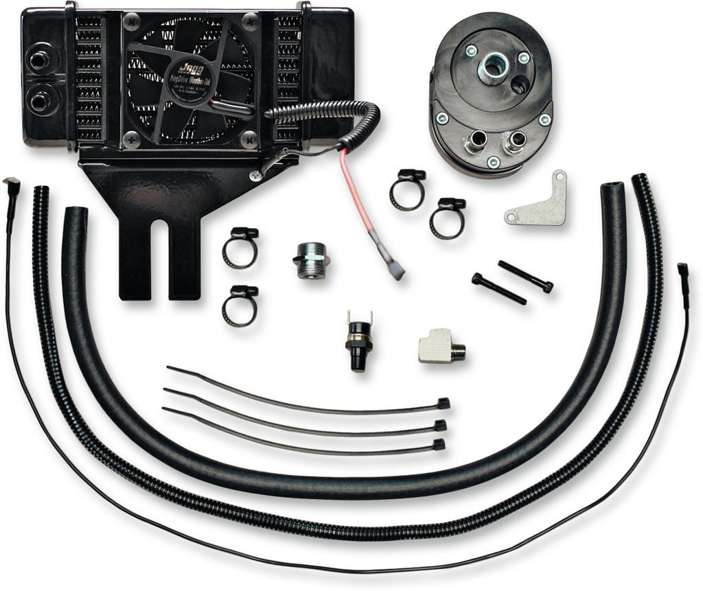 JAGG OIL COOLERS Fan-Assisted Oil Cooler Kit - Low Mount - Dyna — image 1