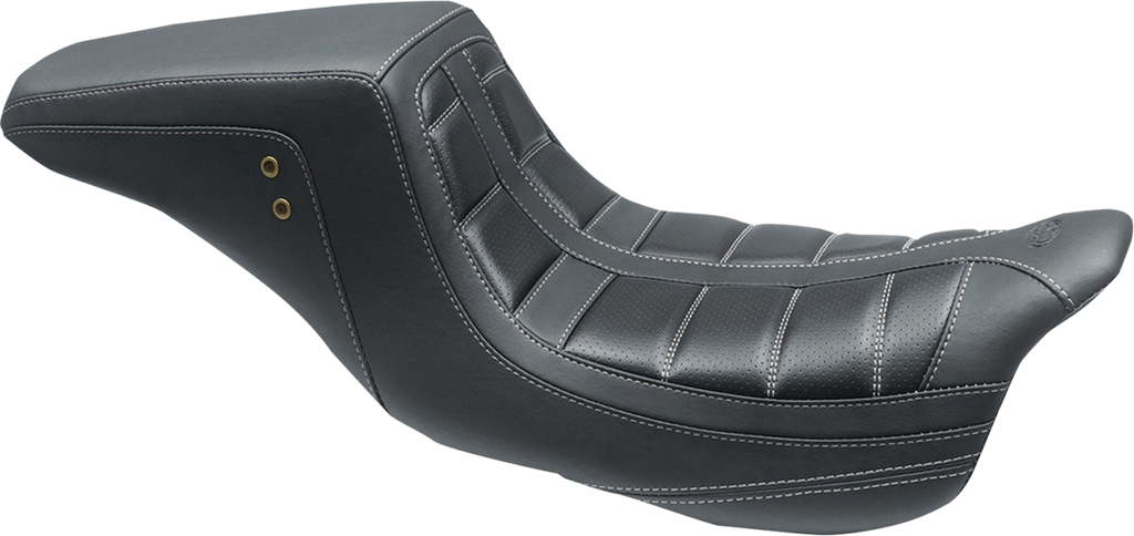 MUSTANG Squareback One-Piece Seat - Tuck and Roll - Black w/ Gun Metal Stitching - FL '08-'25 75239GM — image 1