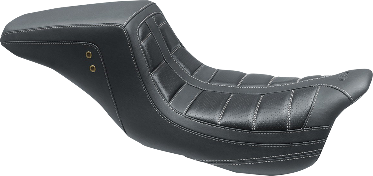 MUSTANG Squareback One-Piece Seat - Tuck and Roll - Black w/ Gun Metal Stitching - FL '08-'25 75239GM — image 1