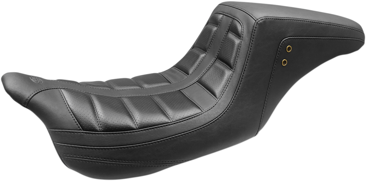 MUSTANG Squareback One-Piece Seat - Tuck and Roll - Black w/ Gun Metal Stitching - FL '08-'25 75239GM — image 2