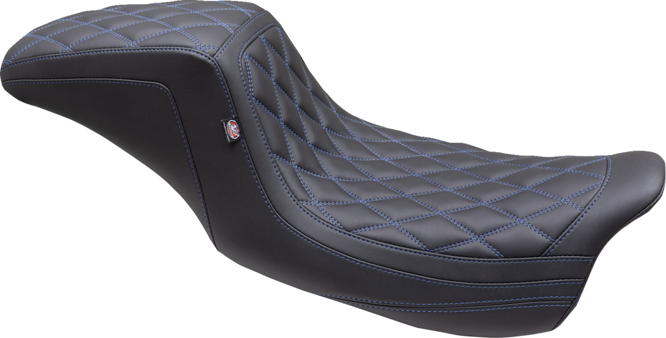 MUSTANG One Piece 2-Up Squareback Seat - Double Diamond - American Beauty Red/Orange Stitch - FL '08-'25 75299AB — image 2