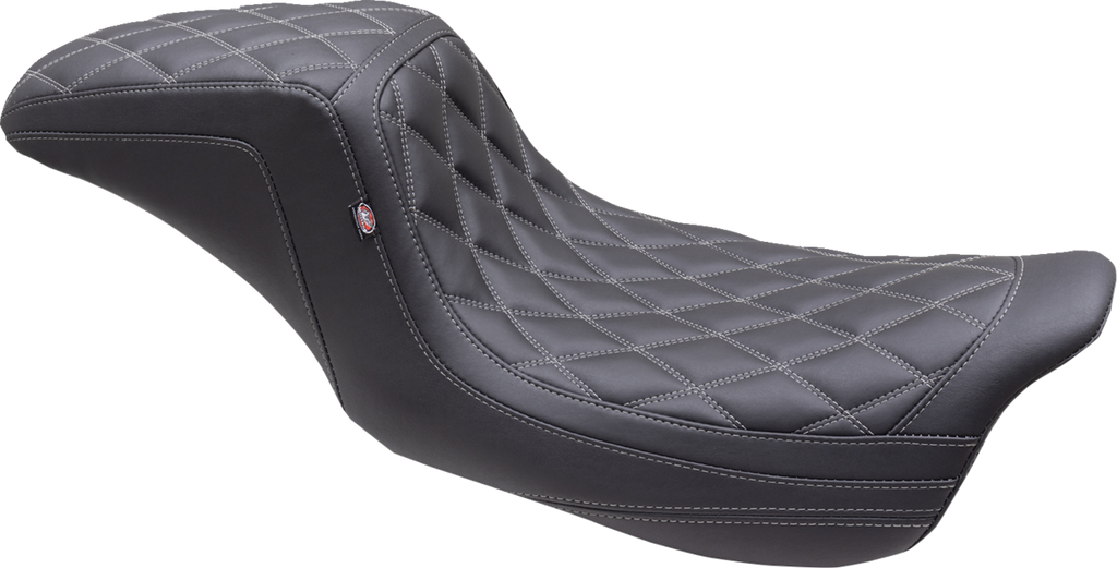 MUSTANG One Piece 2-Up Squareback Seat - Double Diamond - Gun Metal Stitch - FL '08-'25 75299GM — image 1