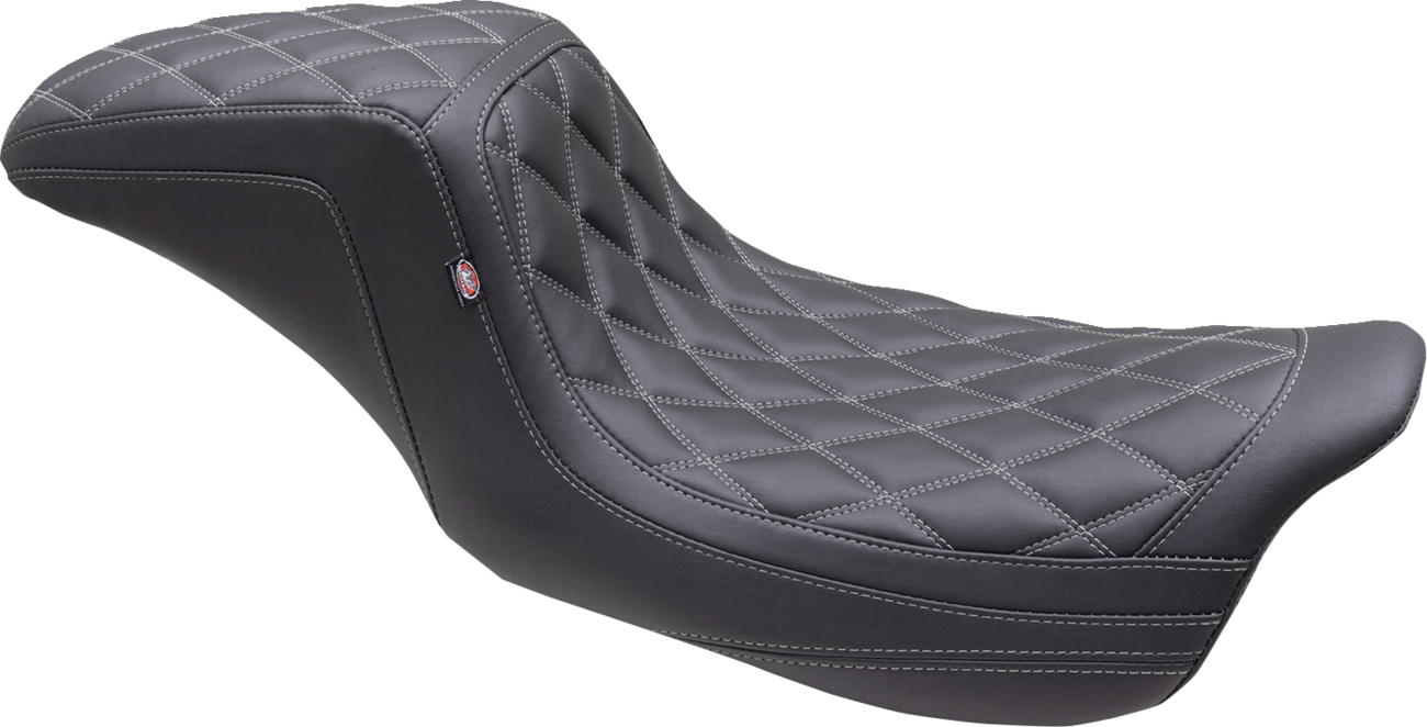 MUSTANG One Piece 2-Up Squareback Seat - Double Diamond - Gun Metal Stitch - FL '08-'25 75299GM — image 1