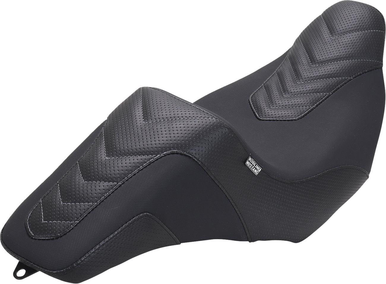 MUSTANG Signature Series Squareback™ Seat - Gripper Vinyl - Chevron - Gunmetal Stitch - FLH/FLT '23-'25 76324GM — image 1