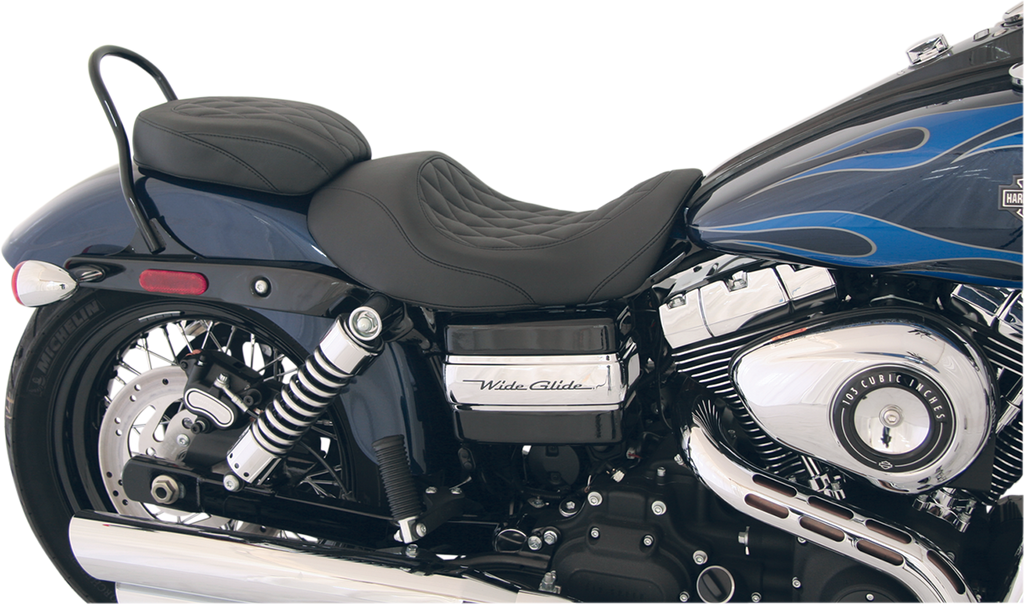 MUSTANG Wide Tripper Rear Seat - Diamond - Black - Dyna '06-'17 76705 — image 2