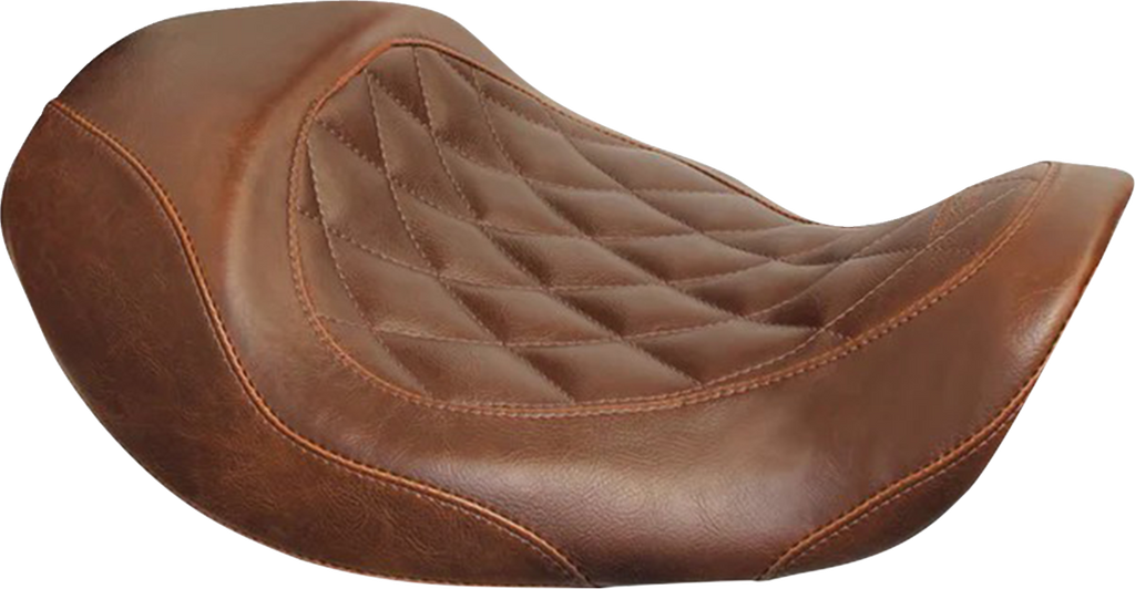 MUSTANG Forward Wide Tripper Solo Seat - Diamond - Brown - Dyna '06-'17 76711 — image 1