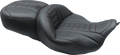 MUSTANG One-Piece Deluxe Touring Seat - Black w/ American Beauty Red Stitching - FL '08-'25 79006AB — image 1