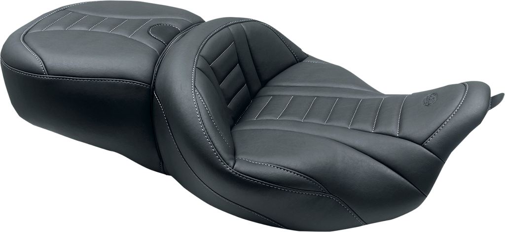 MUSTANG One-Piece Deluxe Touring Seat - Black w/ Gun Metal Stitching - FL '08-'25 79006GM — image 2