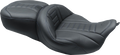 MUSTANG One-Piece Deluxe Touring Seat - Black w/ Sky Blue Stitching - FL '08-'25 79006SB — image 1