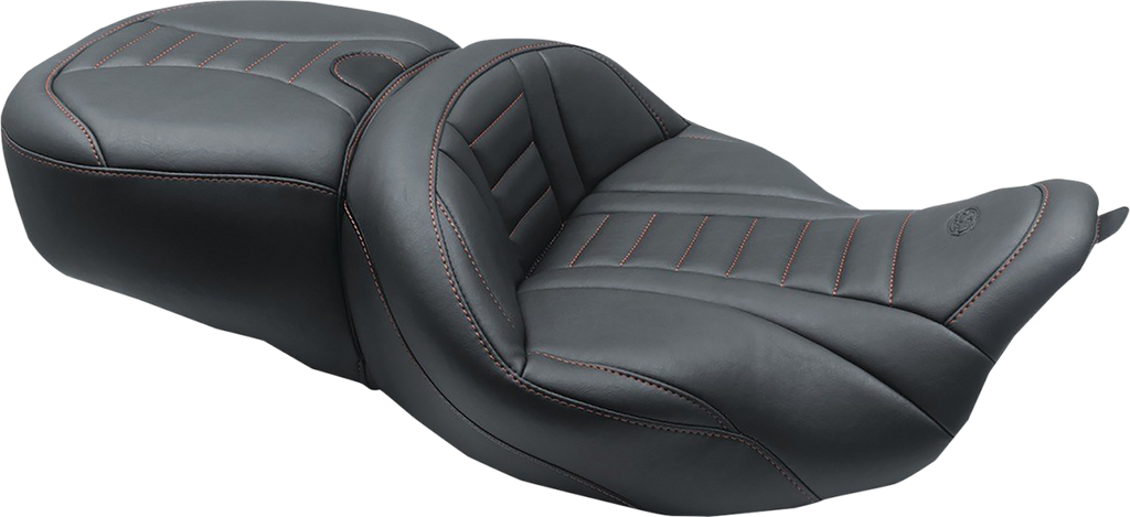 MUSTANG One-Piece Deluxe Touring Seat - Black w/ Sky Blue Stitching - FL '08-'25 79006SB — image 3