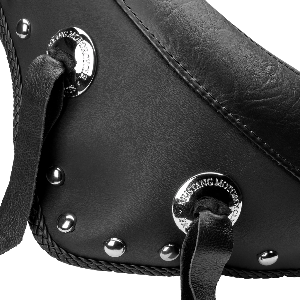MUSTANG Wide Solo Seat - With Backrest - Black - Studded w/ Concho - FLST/FXST '00-'06 79120 — image 2
