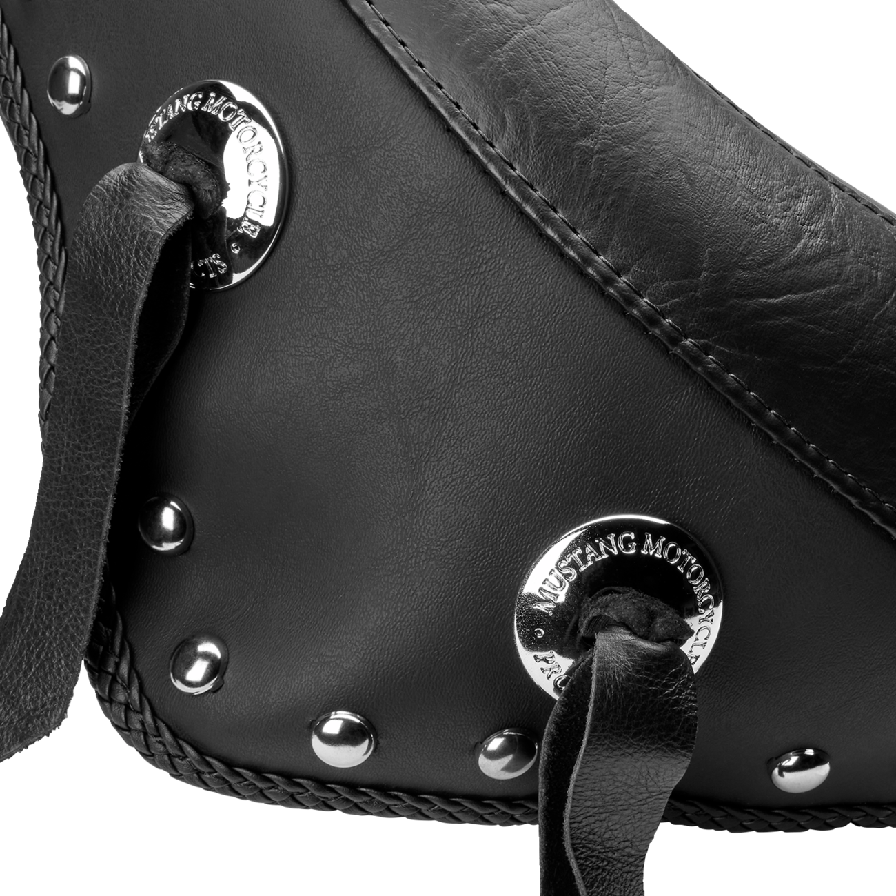 MUSTANG Wide Solo Seat - With Backrest - Black - Studded w/ Concho - FLST/FXST '00-'06 79120 — image 2