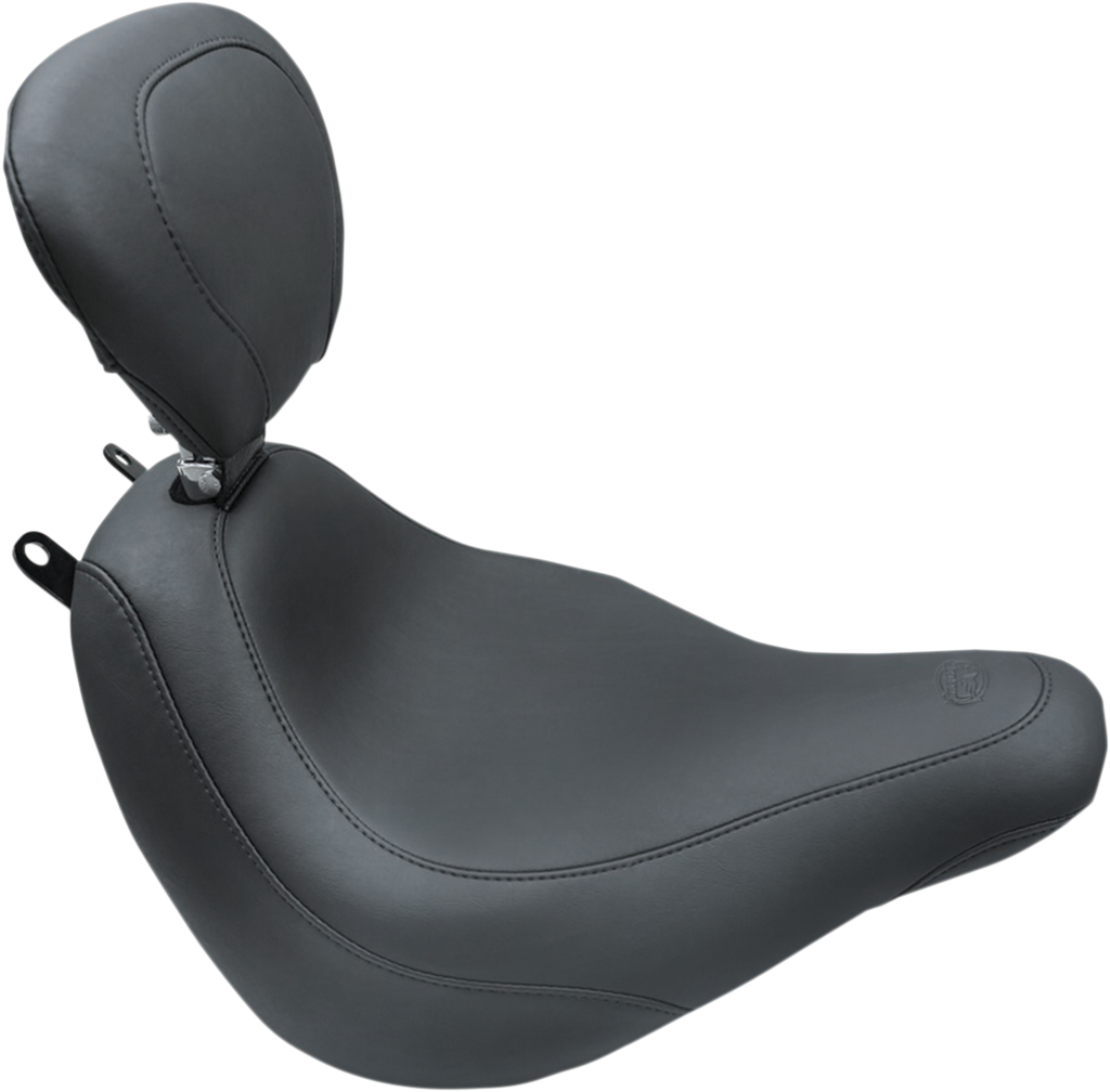 MUSTANG Wide Tripper™ Solo Seat - with Backrest - Smooth - Black - FLDE/FLHC '18-'25 79332 — image 1