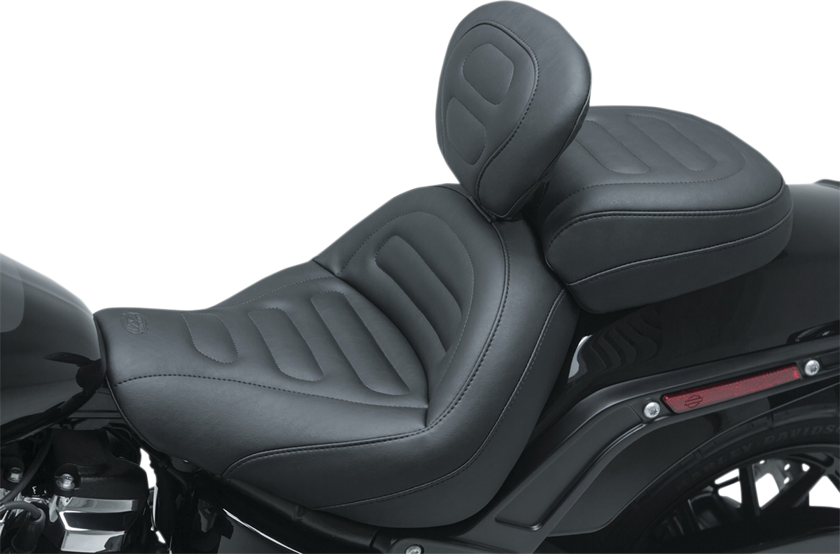 MUSTANG Max Profile Solo Touring Seat - with Driver Backrest - Black - Trapezoid Stitch - FXFB/FXFBS 79334 — image 1