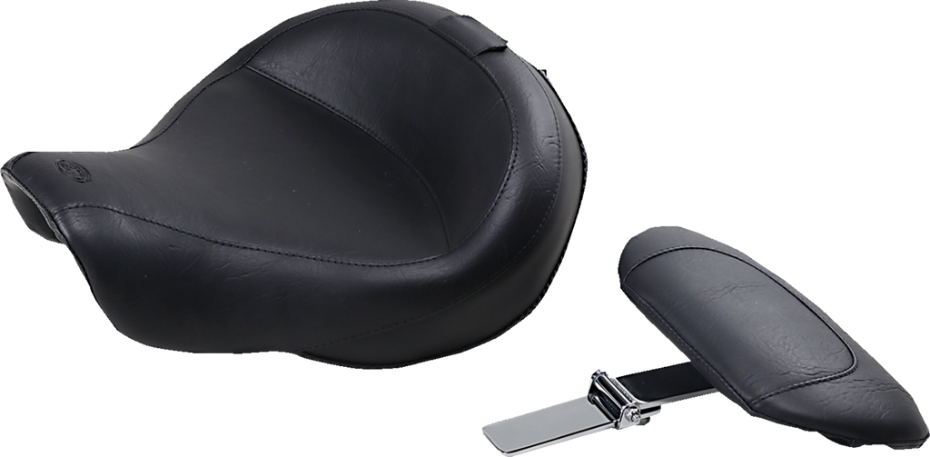 MUSTANG Wide Solo Seat - With Backrest - Vintage - Black - Smooth - FXD '06-'17 79358 — image 1