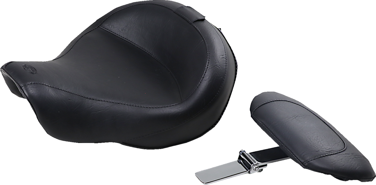 MUSTANG Wide Solo Seat - With Backrest - Vintage - Black - Smooth - FXD '06-'17 79358 — image 1