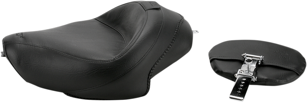 MUSTANG Wide Solo Seat - With Backrest - Vintage - Black - Smooth - XL '04-'21 79429 — image 1