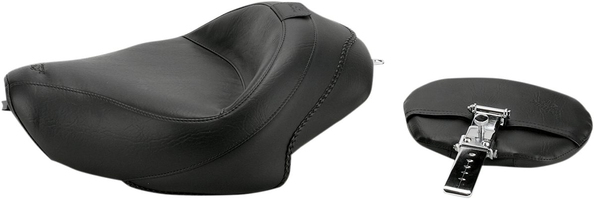 MUSTANG Wide Solo Seat - With Backrest - Vintage - Black - Smooth - XL '04-'21 79429 — image 1