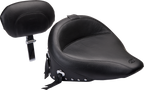 MUSTANG Wide Solo Seat - With Backrest - Black - Studded w/ Concho - FLST '00-'15 79485 — image 1