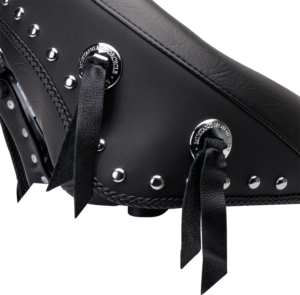 MUSTANG Wide Solo Seat - With Backrest - Black - Studded w/ Concho - FLST '00-'15 79485 — image 2