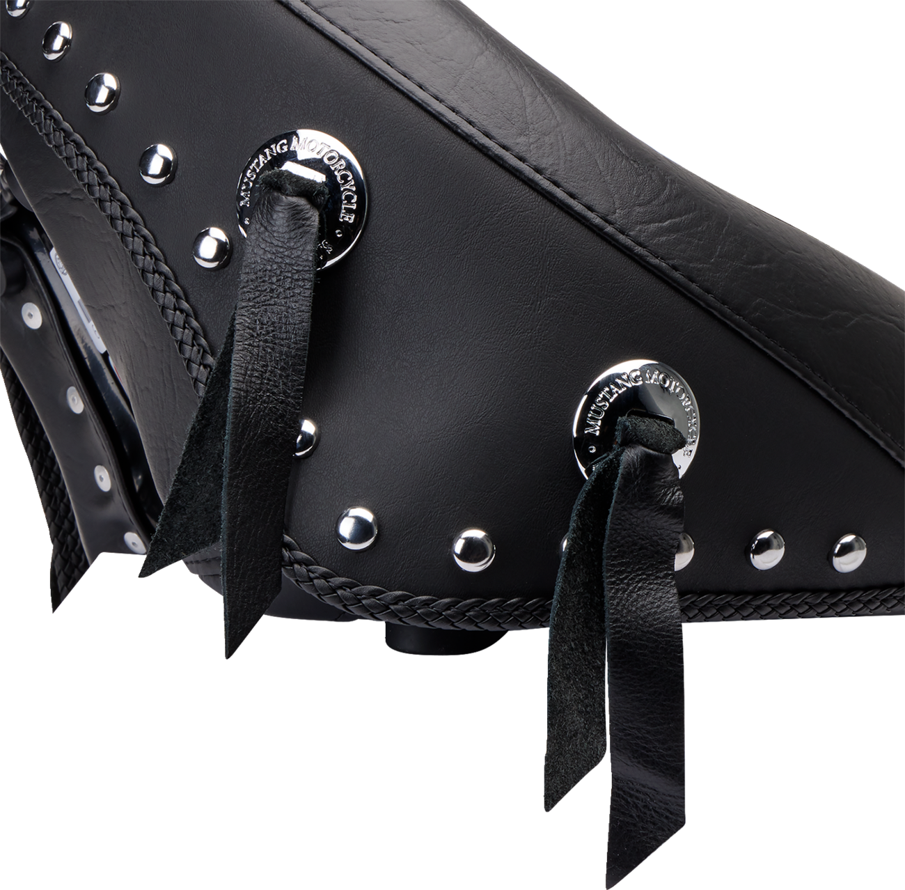 MUSTANG Wide Solo Seat - With Backrest - Black - Studded w/ Concho - FLST '00-'15 79485 — image 2