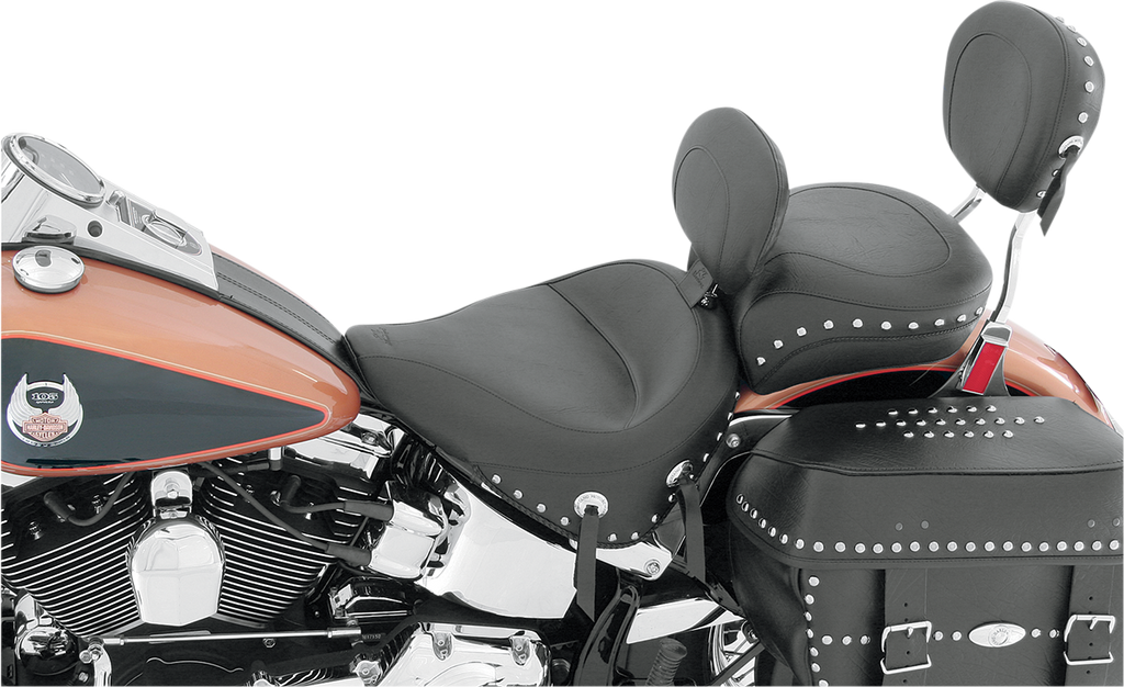 MUSTANG Wide Solo Seat - With Backrest - Black - Studded w/ Concho - FLST '00-'15 79485 — image 4