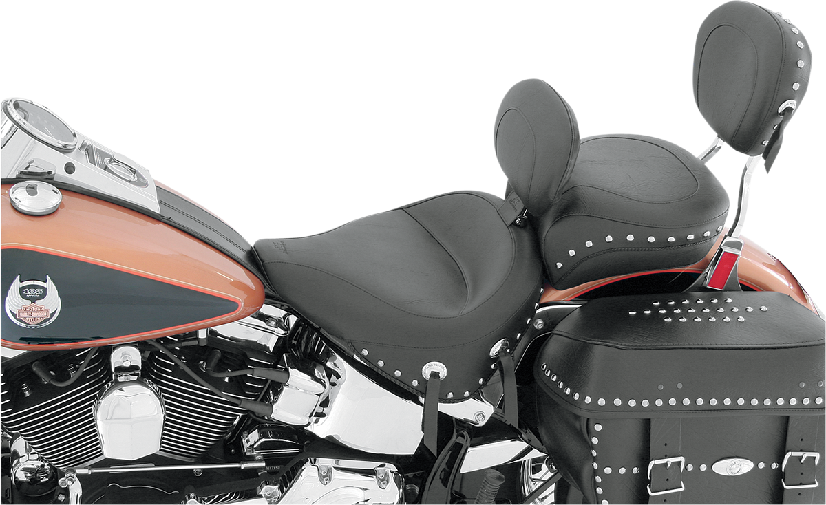 MUSTANG Wide Solo Seat - With Backrest - Black - Studded w/ Concho - FLST '00-'15 79485 — image 4