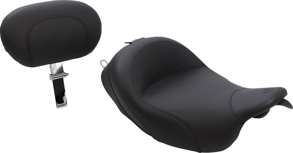 MUSTANG Wide Solo Seat - With Backrest - Vintage - Black - Smooth - FL '08-'25 79600 — image 1