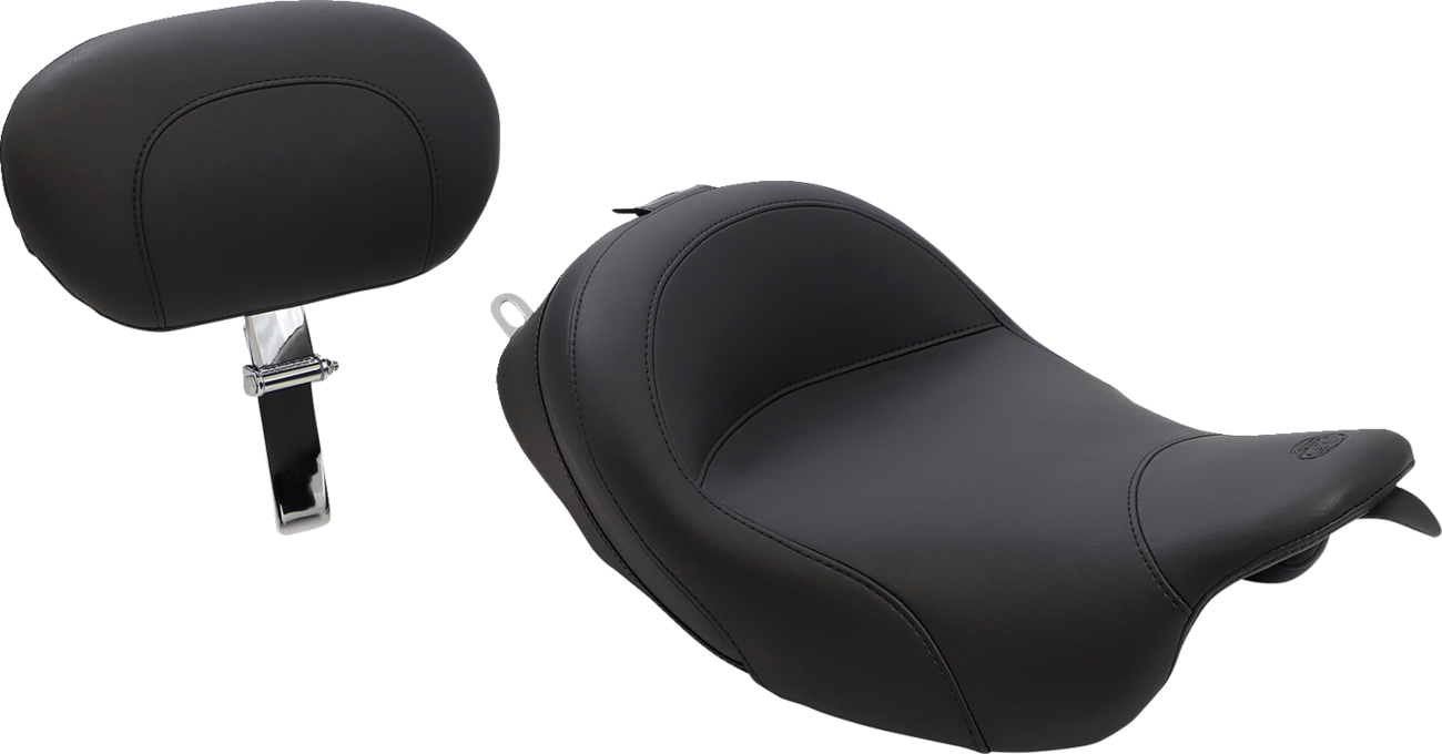 MUSTANG Wide Solo Seat - With Backrest - Vintage - Black - Smooth - FL '08-'25 79600 — image 1