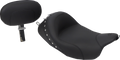 MUSTANG Wide Solo Seat - With Backrest - Black - Studded w/ Concho - FLH/FLT '08-'25 79602 — image 1
