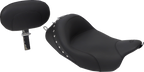 MUSTANG Wide Solo Seat - With Backrest - Black - Studded w/ Concho - FLH/FLT '08-'25 79602 — image 1